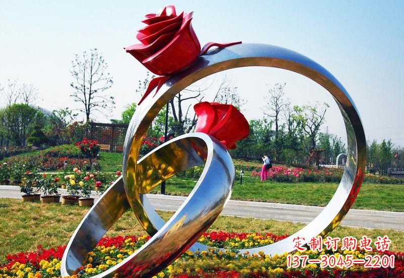 太原不锈钢公园玫瑰花戒指雕塑精致精美的礼物
