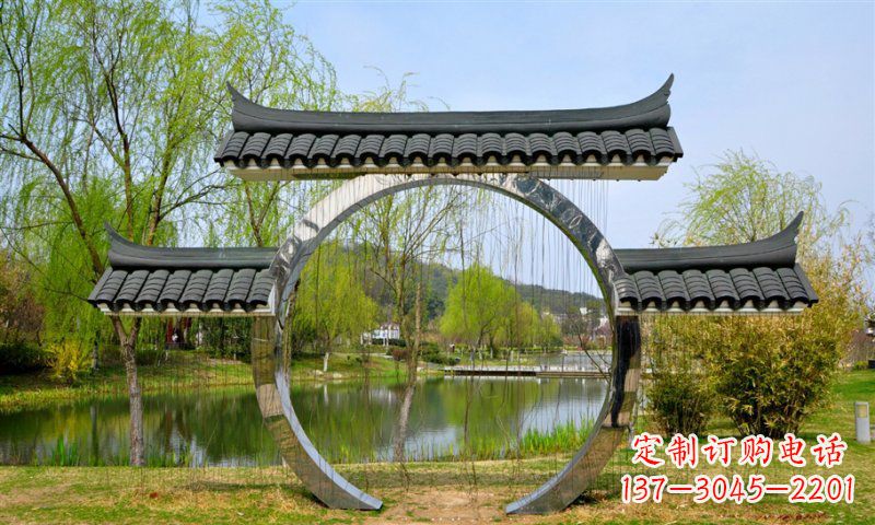 太原不锈钢公园月亮门雕塑传承中华文化
