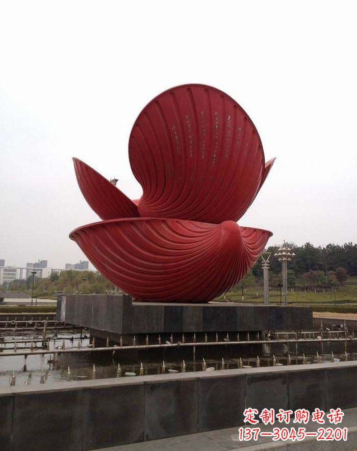 太原不锈钢贝壳喷泉雕塑——海洋之美无限