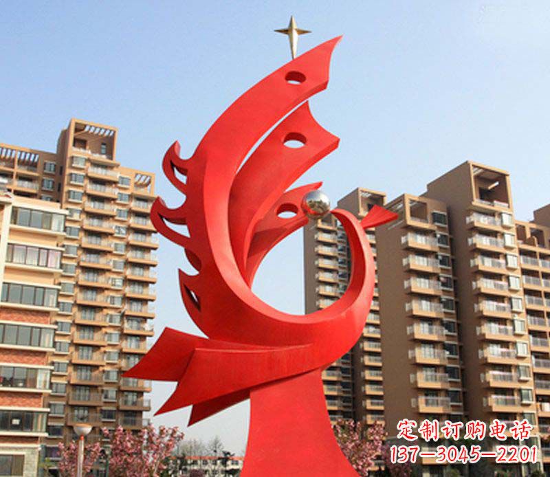 太原凤凰雕塑不锈钢广场的精美景观