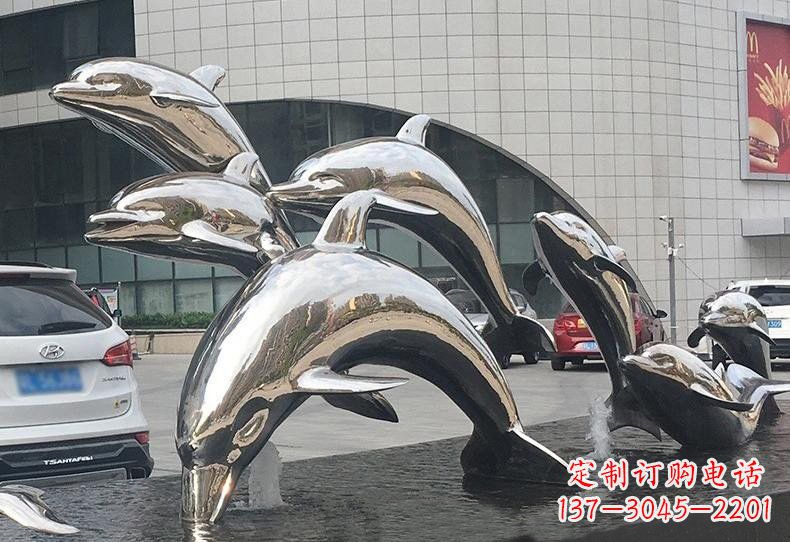 太原不锈钢海豚雕塑——精美绝伦