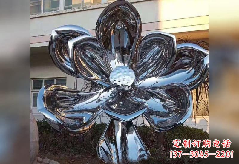 太原不锈钢广场镜面莲花雕塑精美外形,传承佛教文化
