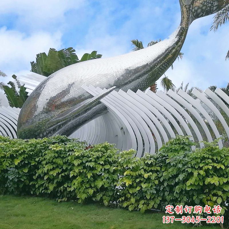 太原海豚雕塑镜面鲸鱼创意动物景观