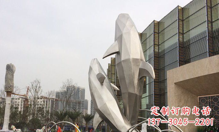 太原不锈钢海豚喷泉雕塑精美的海洋之美