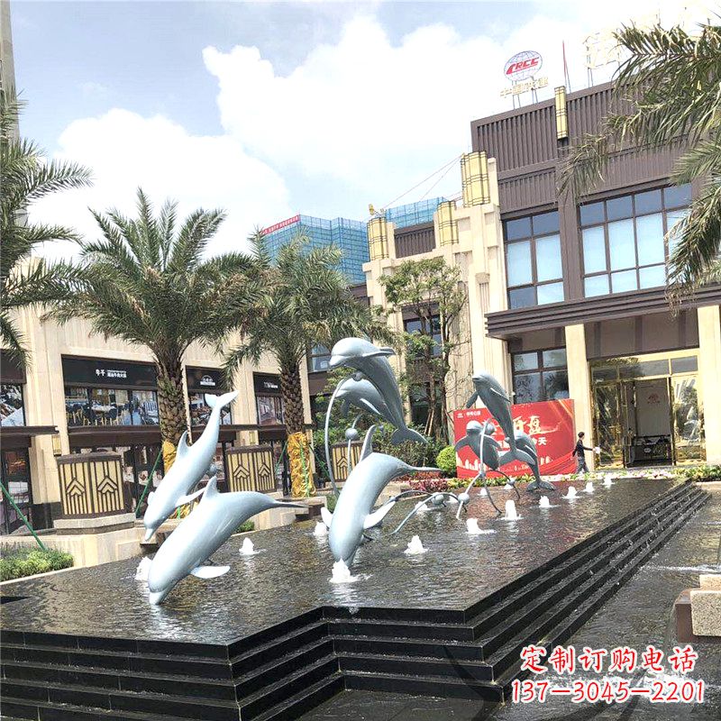 太原精美海豚喷泉,点缀城市企业街道