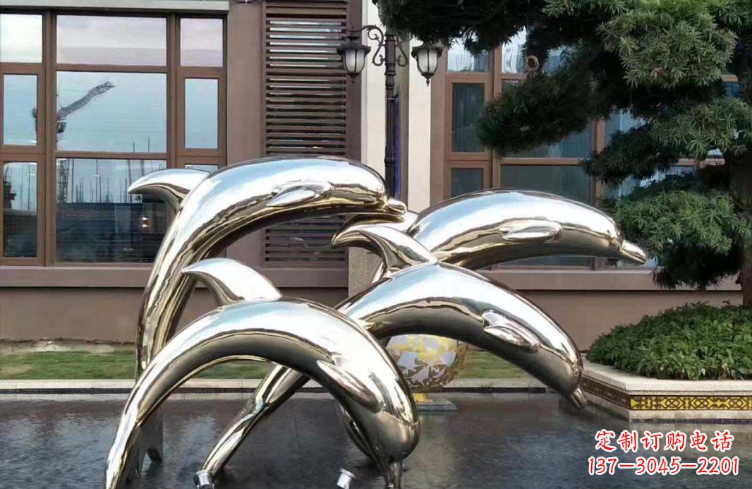 太原不锈钢海豚跳跃雕塑精美绝伦