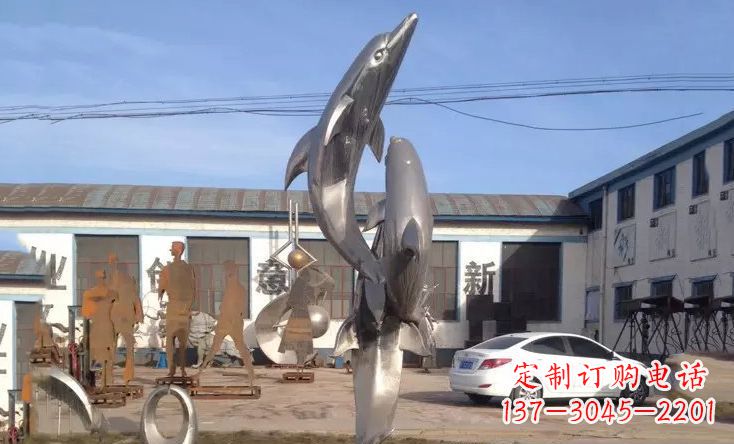 太原不锈钢海豚嬉戏雕塑精美的艺术视觉