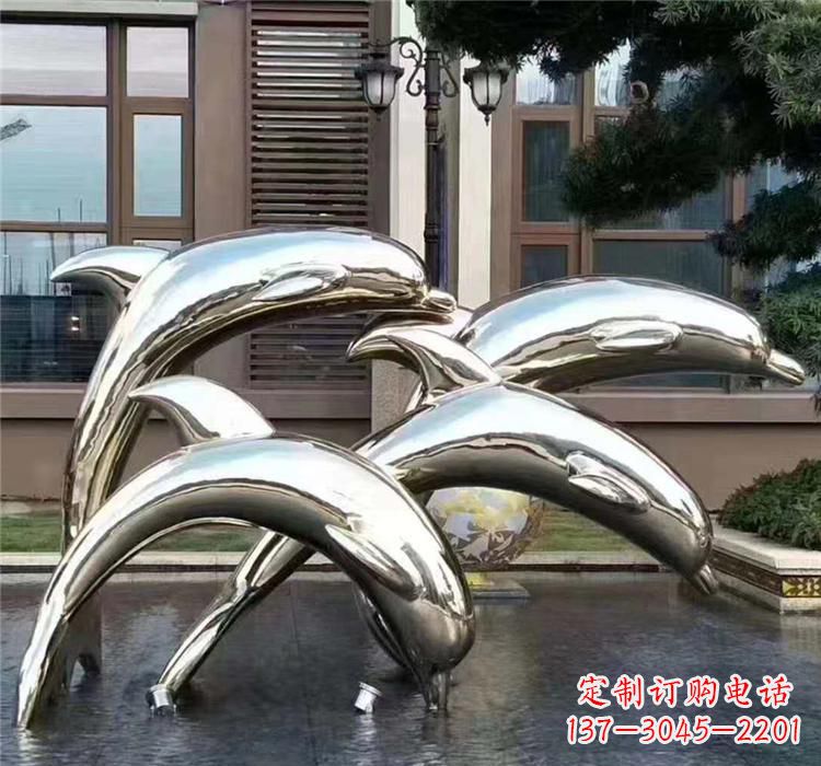 太原不锈钢海洋动物雕塑——海豚
