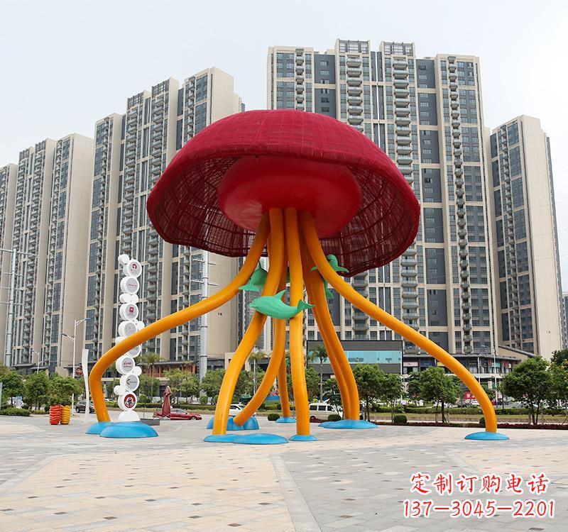 太原不锈钢海洋水母动物雕塑精美绝伦