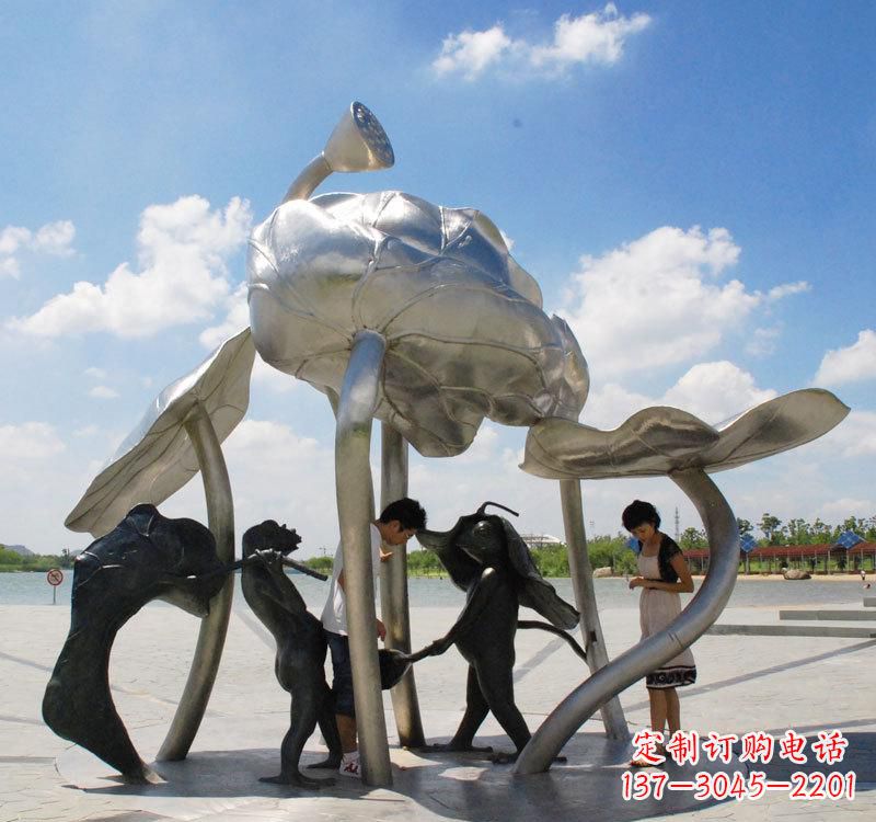 太原荷花之美——不锈钢荷花广场雕塑