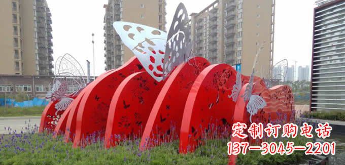 太原不锈钢蝴蝶小区景观雕塑美丽的蝴蝶展翅