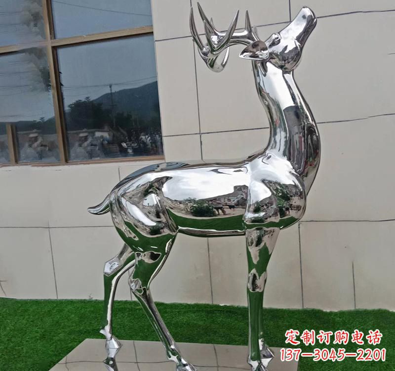 太原不锈钢户外动物鹿雕塑精致大气的艺术品