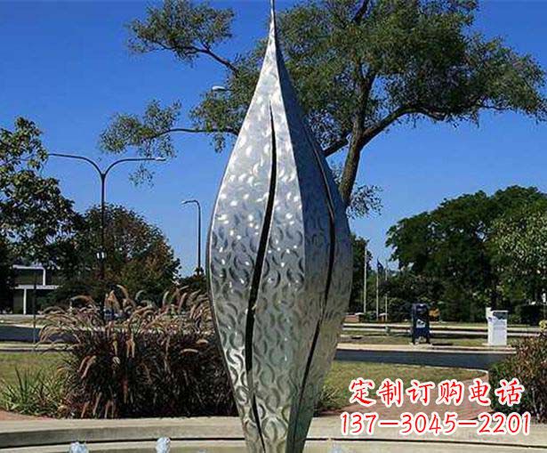 太原不锈钢花骨朵喷泉雕塑精致细节展现精美艺术