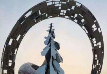 太原不锈钢松树祥云雕塑