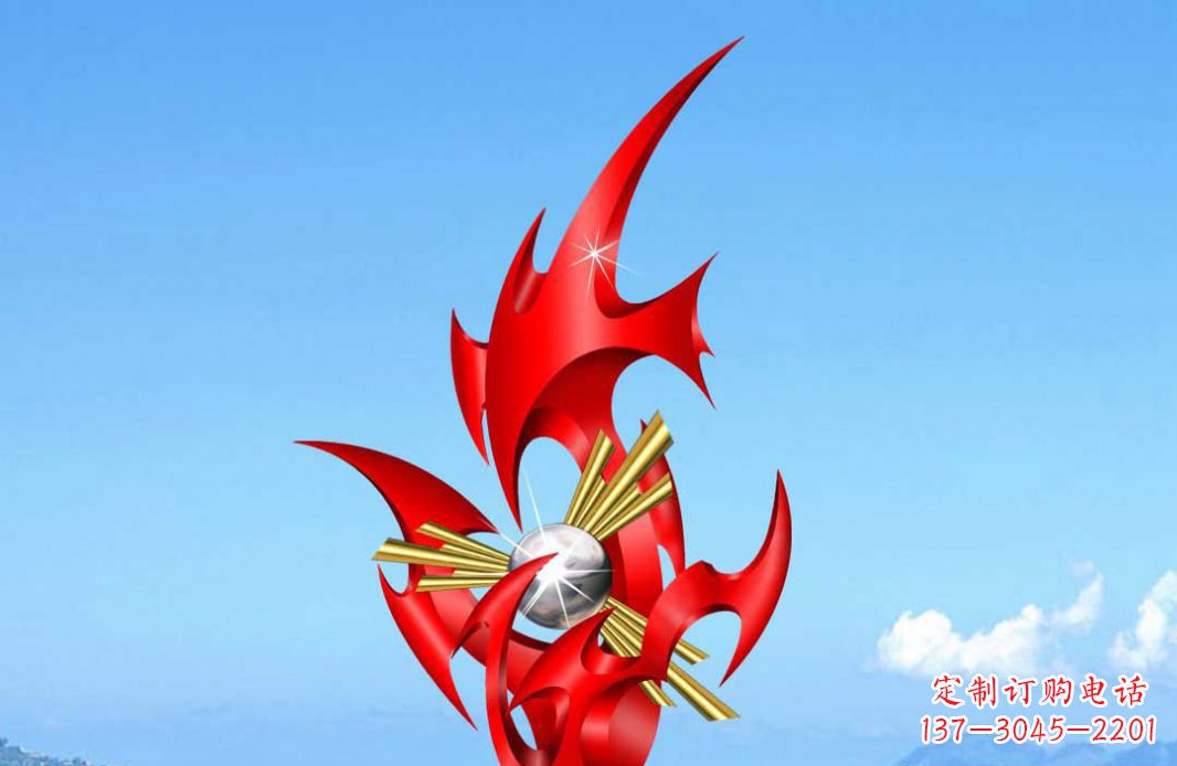 太原不锈钢火苗抽象景观雕塑给城市添彩