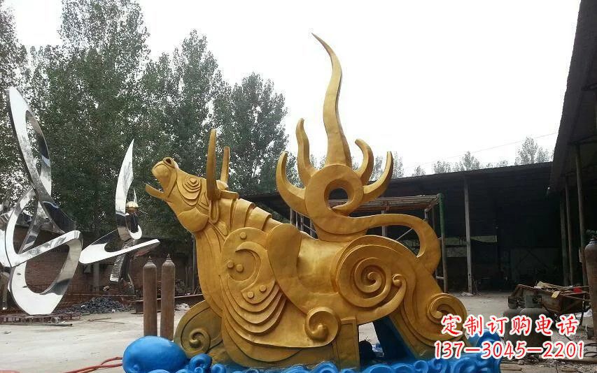 太原不锈钢金牛卧波雕塑——传承文化的艺术瑰宝