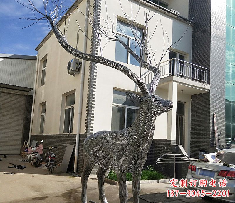 太原不锈钢景观梅花鹿雕塑美丽的艺术精品