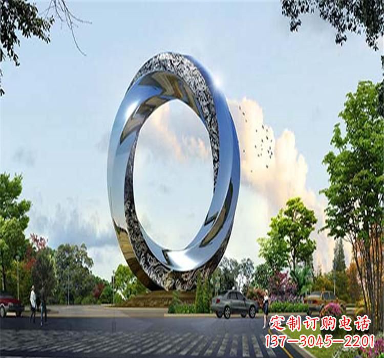 太原不锈钢圆环雕塑美丽的空间装饰