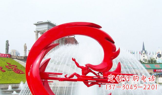 太原夸父的传奇不锈钢雕塑