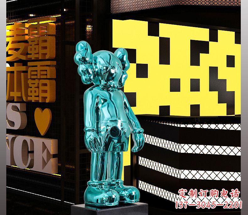 太原不锈钢蓝色机器人雕塑引领未来的艺术品