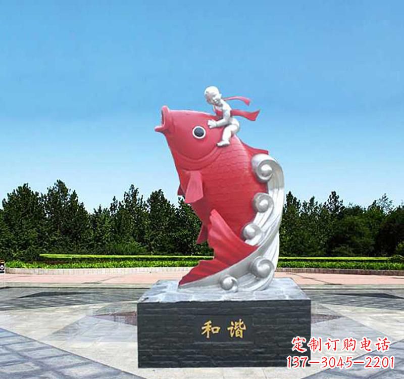 太原不锈钢鲤鱼雕塑精美绝伦