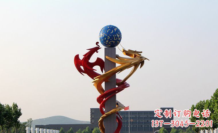 太原龙凤呈祥一对不锈钢雕塑的精彩展示