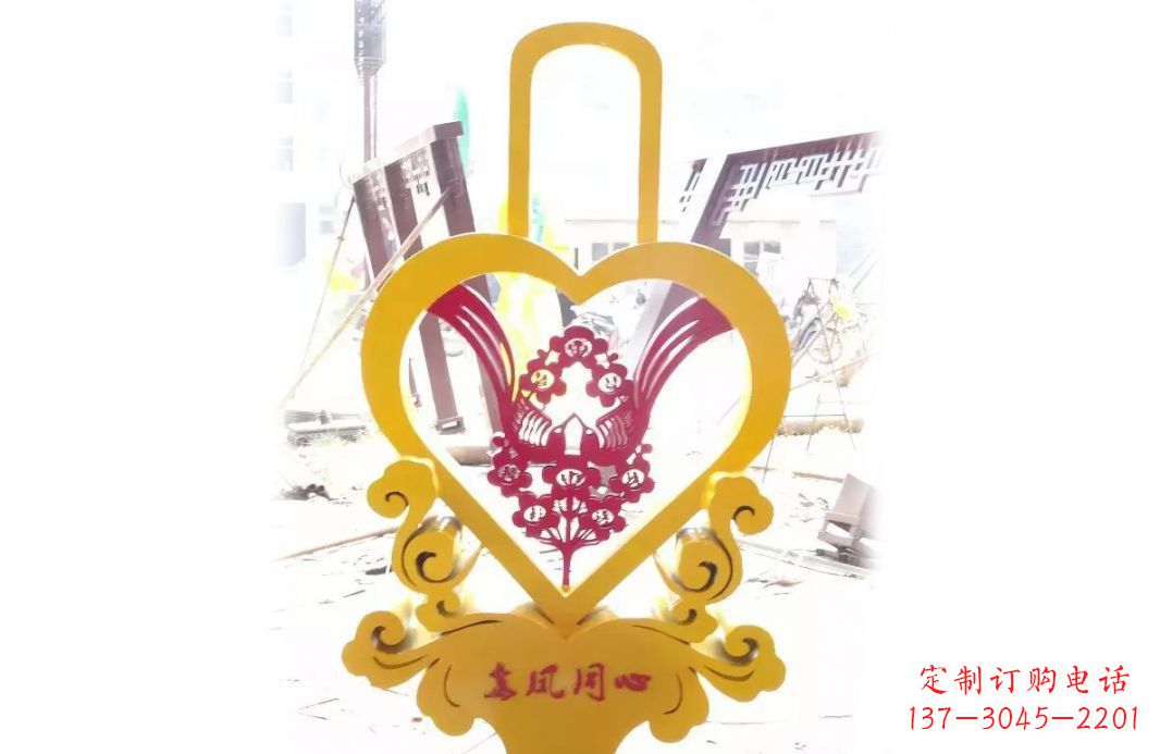 太原不锈钢龙凤同心景观雕塑彰显中国传统文化