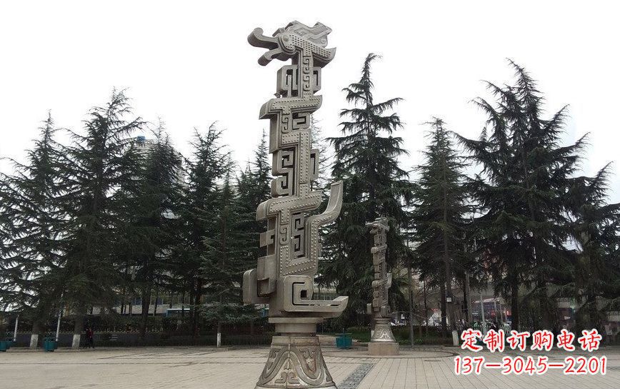 太原不锈钢龙柱雕塑引领公共景观