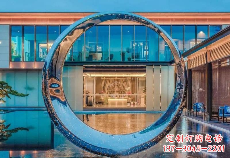 太原不锈钢镂空灯光圆环雕塑