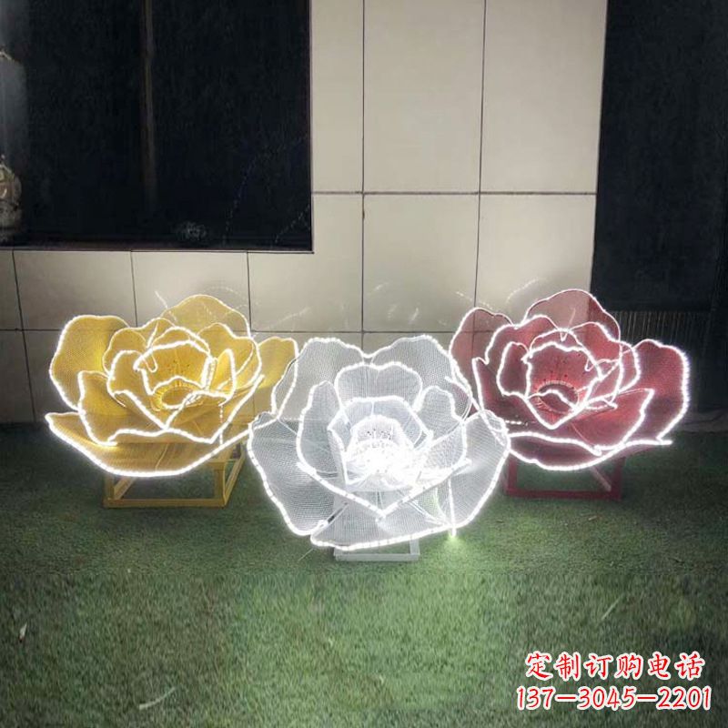 太原精美不锈钢玫瑰花灯光雕塑