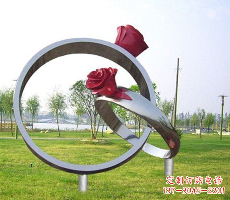 太原不锈钢玫瑰戒指雕塑