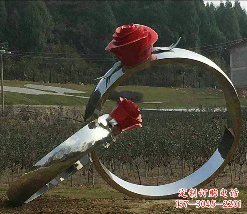 太原不锈钢玫瑰雕塑精美的艺术珍品