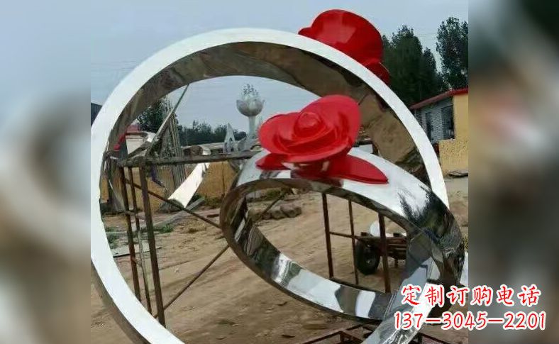 太原不锈钢玫瑰花戒指雕塑