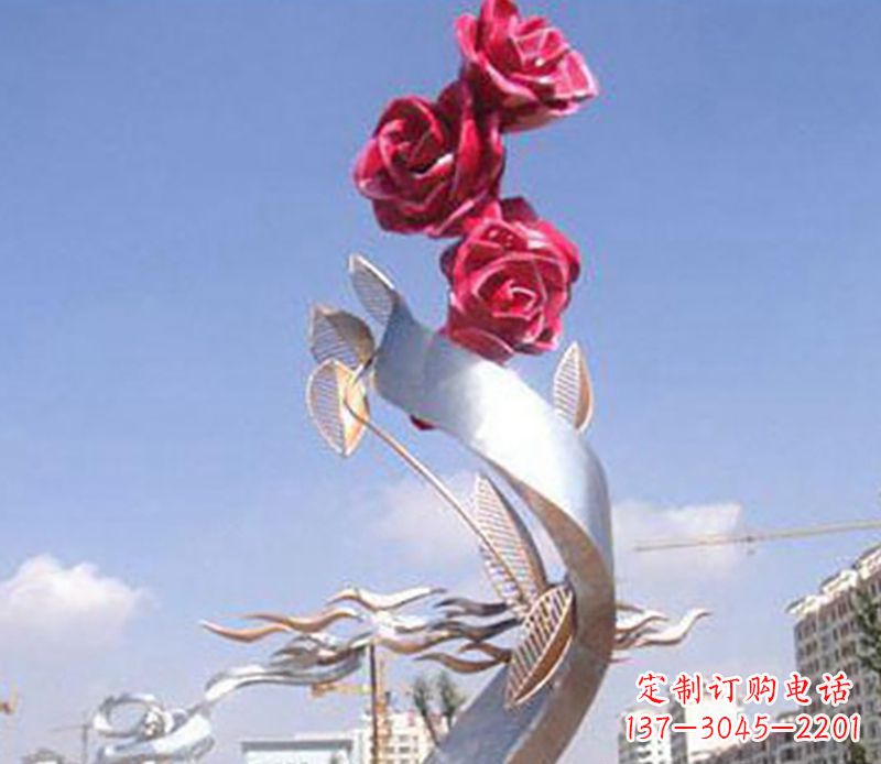 太原不锈钢玫瑰雕塑精美的艺术品