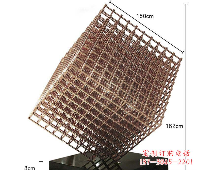 太原玫瑰金色几何雕塑