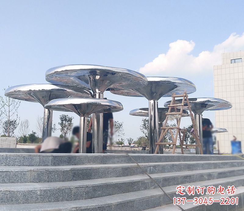 太原艺术精美的不锈钢蘑菇公园雕塑