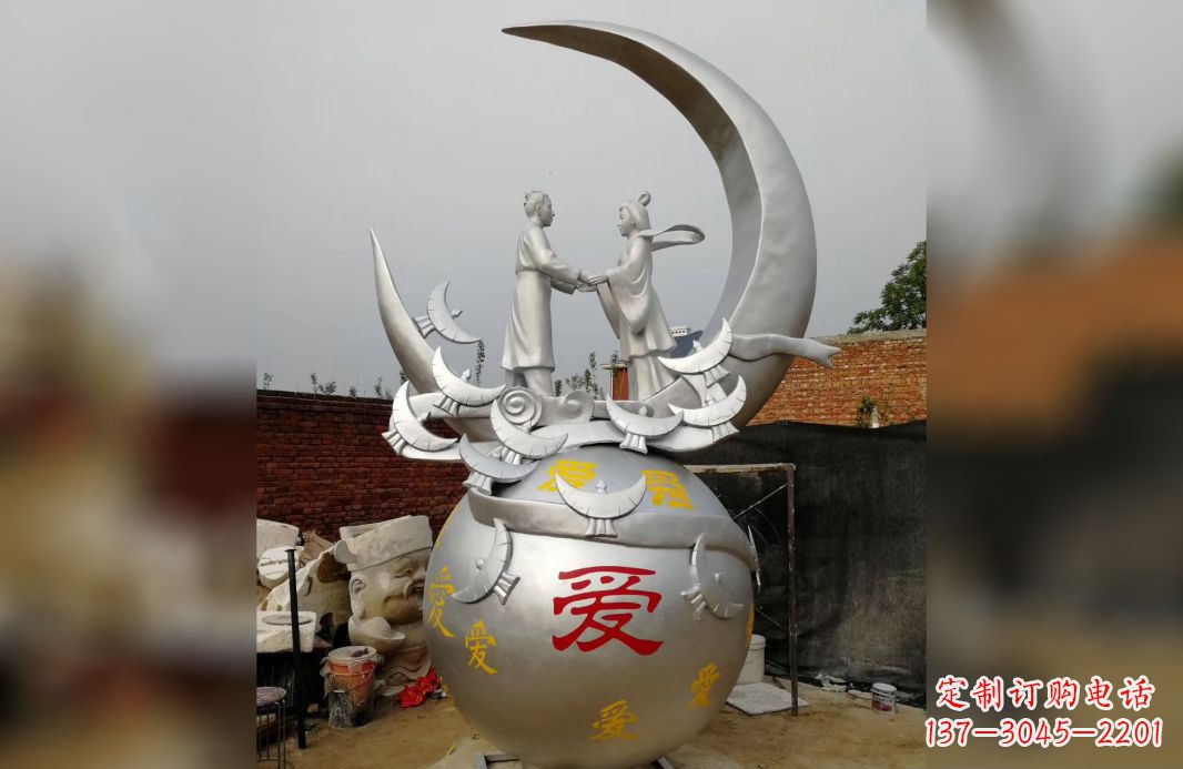太原不锈钢牛郎织女雕塑爱情永存