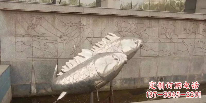 太原不锈钢鲤鱼雕塑精美的艺术品
