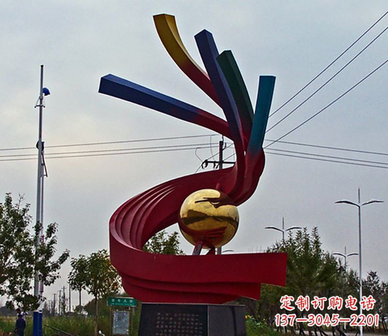 太原不锈钢飘带雕塑艺术与自然的完美结合