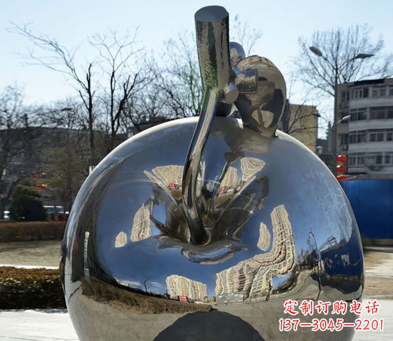 太原不锈钢苹果镜面雕塑精美绝伦
