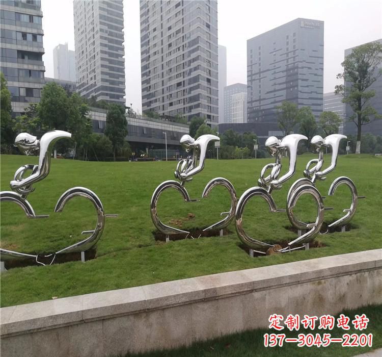 太原不锈钢自行车雕塑美丽的艺术绽放