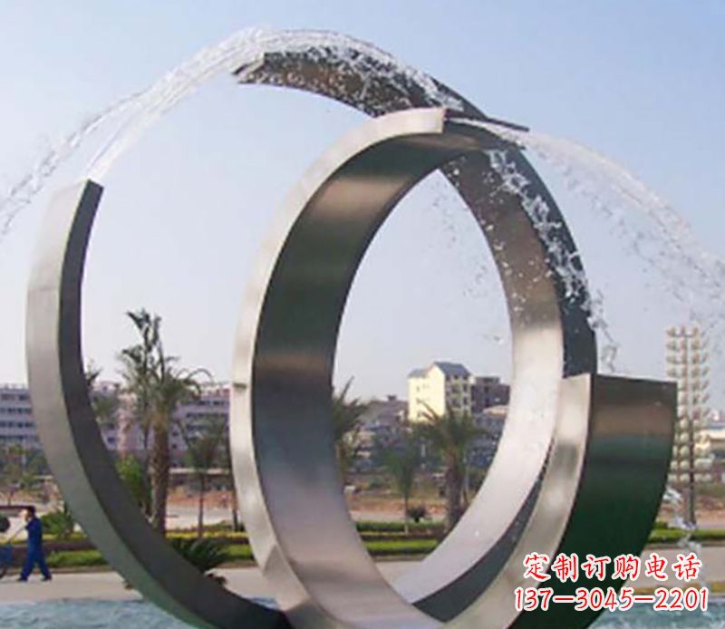 太原不锈钢情侣戒指雕塑象征爱情的永恒之物