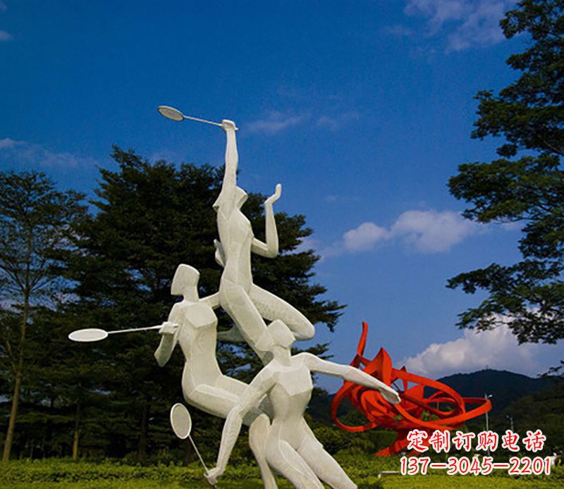 太原不锈钢羽毛球雕塑精美线条展现体育热情