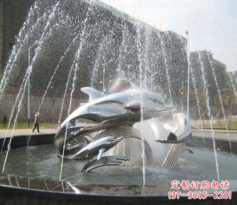 太原不锈钢商场大型景观鱼喷泉展现雕塑之美