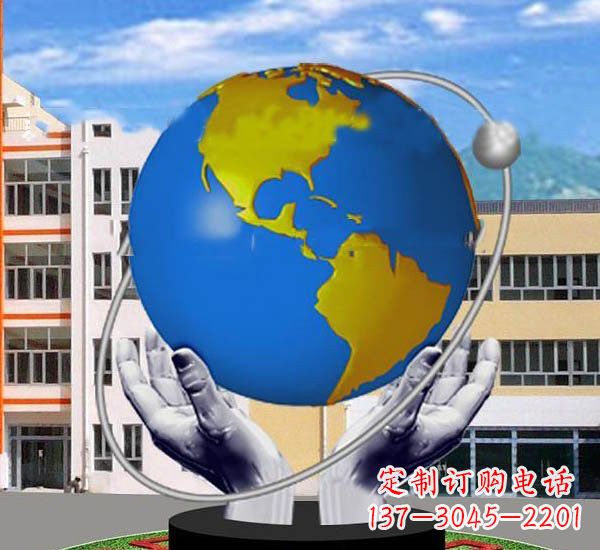 太原艺术与自然的完美结合——不锈钢手托地球雕塑