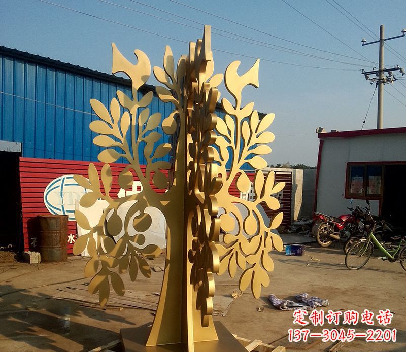 太原不锈钢树叶园林景观雕塑——美妙绝伦的艺术之作