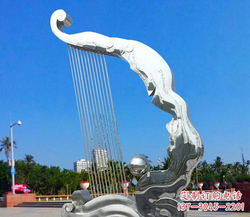 太原不锈钢竖琴乐器雕塑