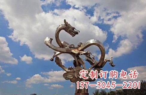 太原不锈钢双龙戏珠雕塑——千古传说的艺术瑰宝