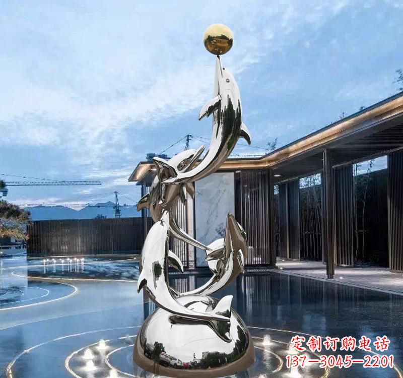 太原海豚的优雅身姿——不锈钢水景雕塑