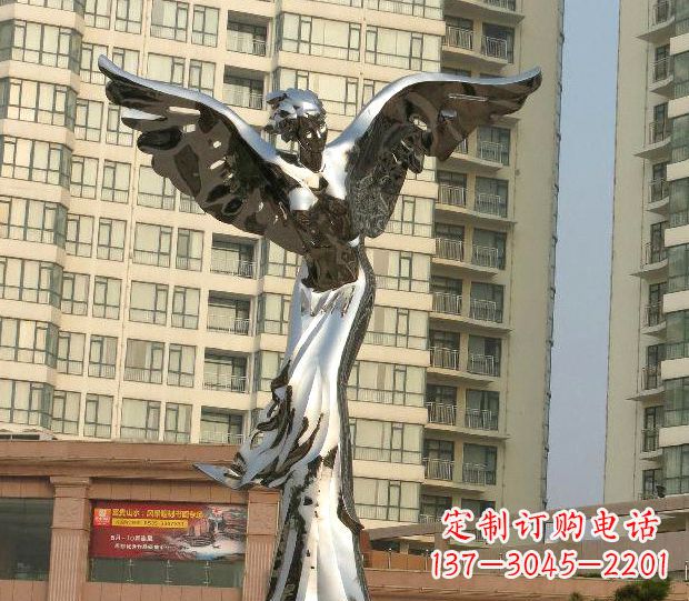 太原不锈钢天使雕塑传递温暖的祝福